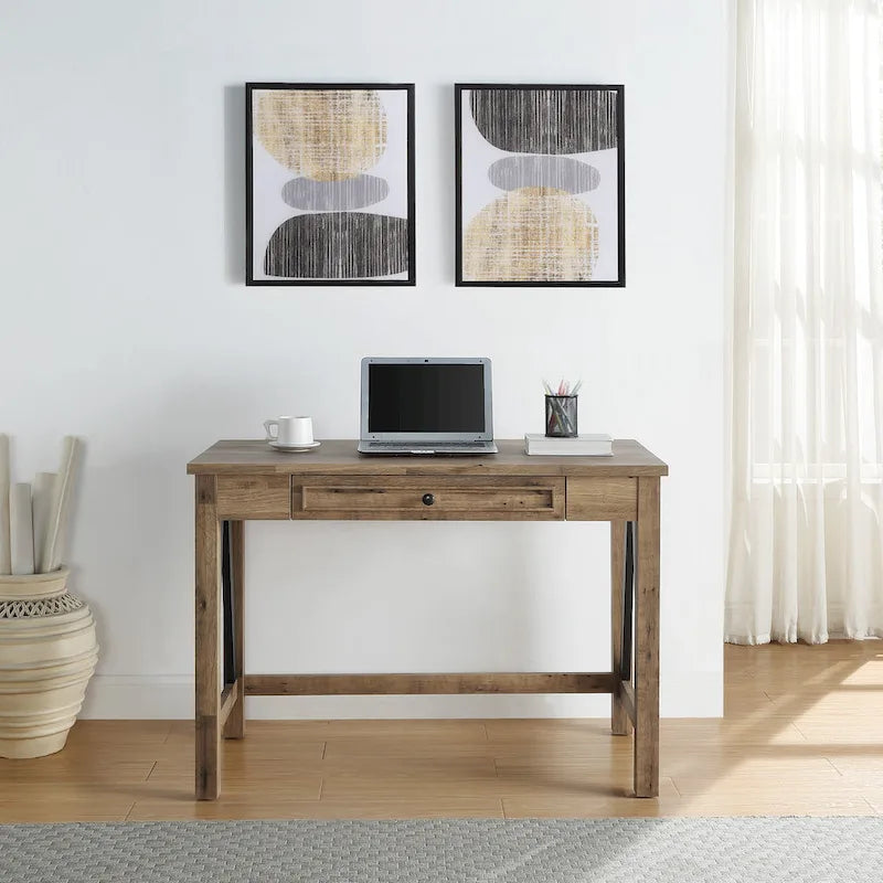 Salvage Oak Quinton Writing Desk with Drawer
