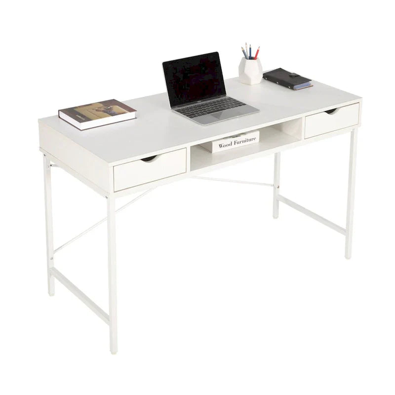 JJS 48" Contemporary Writing Desk with Drawers - Spacious Home Office Computer Workstation with Storage