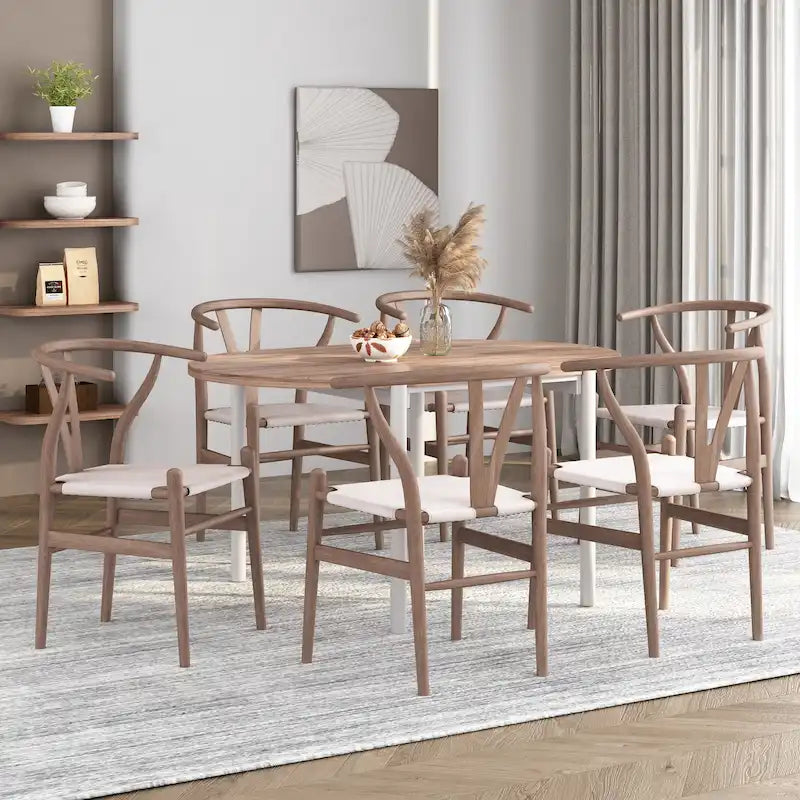 Set of 6 Gessford Ash Wood Dining Chairs by Christopher Knight Home