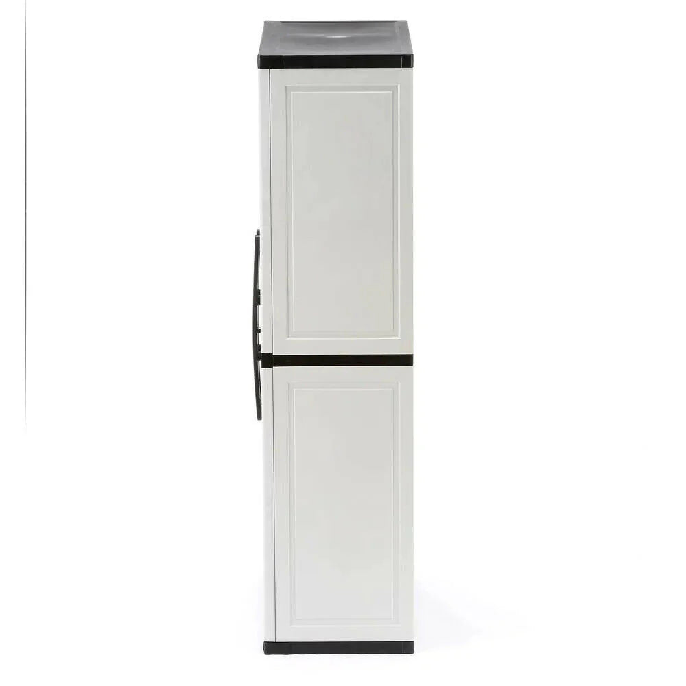2025 Gray Plastic Freestanding Garage Cabinet, 35′′W x 71′′H x 18′′D, with Adjustable Shelves and Lockable Doors