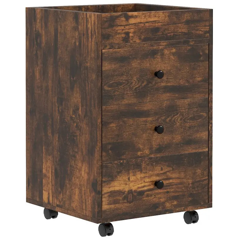 HOMCOM Mobile 3-Drawer Office Storage Cabinet with Removable Tray - Under-Desk Printer Stand on Wheels