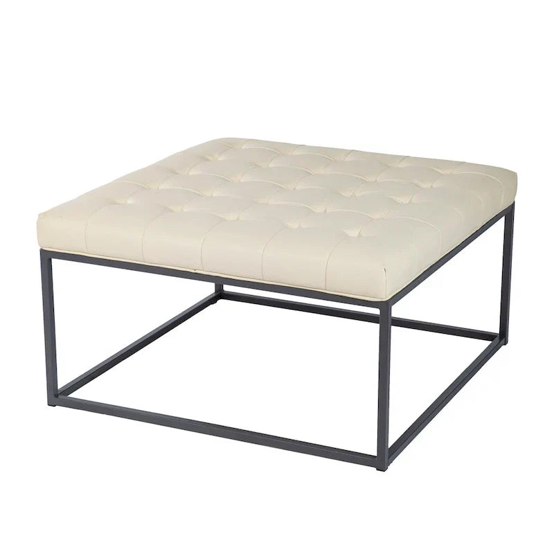 SEI Furniture Healy Tufted Ottoman in Faux Leather
