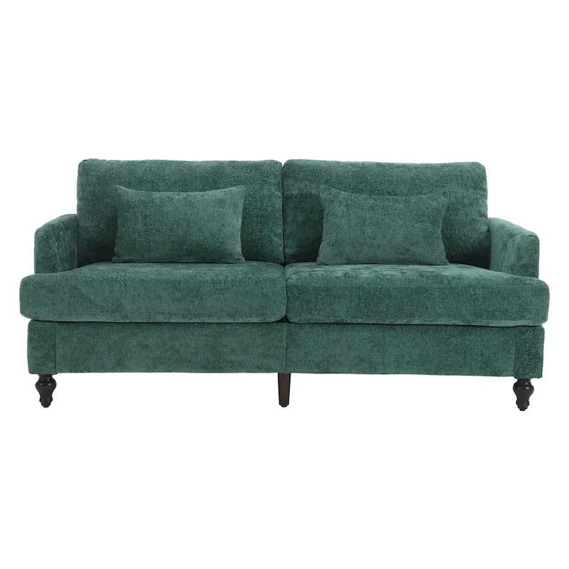 HOMEFUN Chenille Upholstered Loveseat and Armchair Set with Wooden Frame for Living Room
