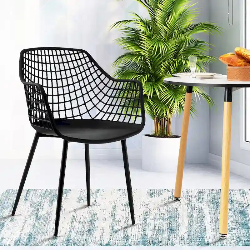 Set of 4 Modern Plastic Shell Dining Chairs with Metal Legs by Costway