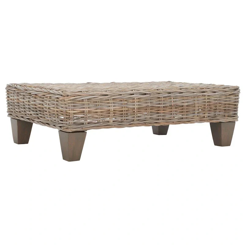 SAFAVIEH Caron Natural Wicker Bench - Washed Finish - Dimensions: 41"W x 28"D x 12"H