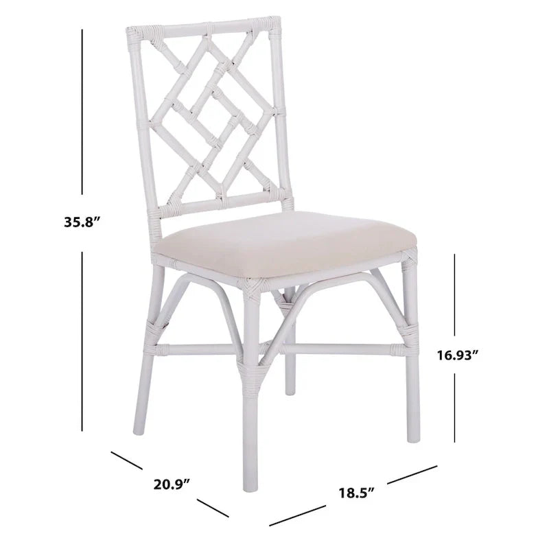 Set of 2 SAFAVIEH Maye Rattan Accent Chairs with Cushions - Dimensions: 18.5" W x 20.9" L x 35.8" H