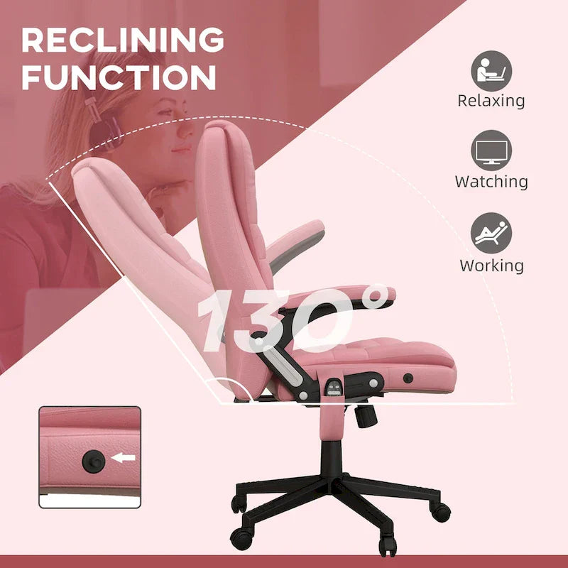HOMCOM High Back Massage Office Chair with 6 Vibration Points and Heated Recline - PU Leather Computer Chair