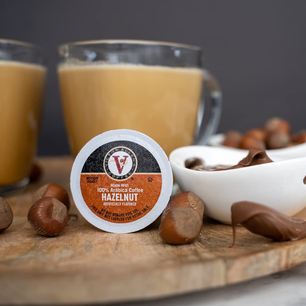 Victor Allen’s Coffee Hazelnut Blend Medium Roast, 80 K-Cup Pods, Flavored Arabica for Keurig Brewers