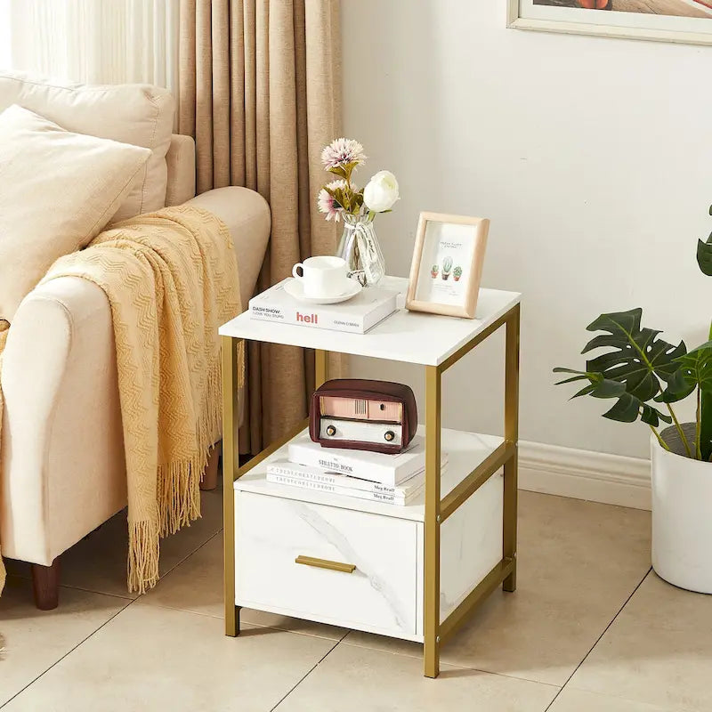 Javlergo Set of 2 Modern Square 1-Drawer Nightstands - Stylish End Tables for Bedroom and Living Room
