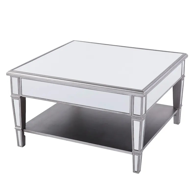 SEI Furniture Wheaton Square Coffee Table with Shelf and Mirror Finish