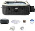 INTEX PureSpa Greystone Deluxe 4 Person Square Inflatable Hot Tub, Bubble Massage Spa