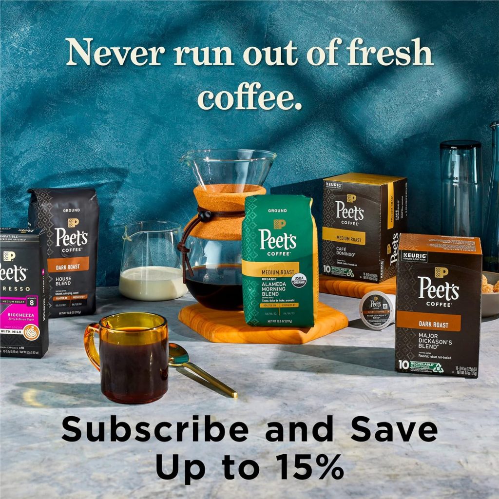 Peet’s Coffee Major Dickason’s Blend Dark Roast K-Cup Pods, 75 Count, Compatible with Keurig Brewers