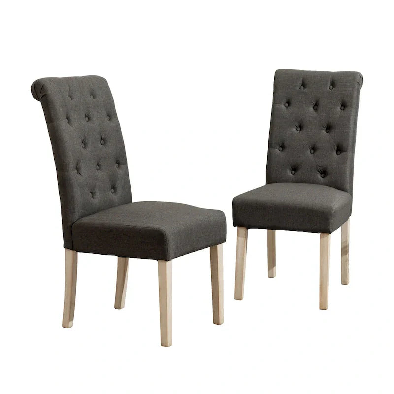 5 Piece Dining Table Set, Wooden Kitchen Furniture Set, Round Table with Cross-Buck Pedestal Base and 4 Tufted Chairs