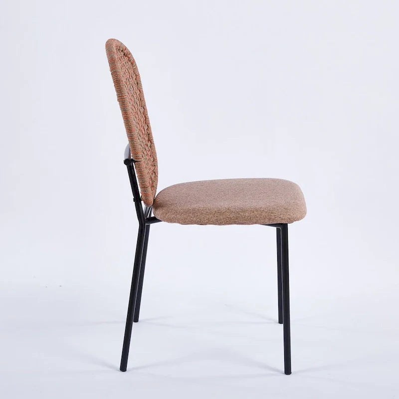 Set of 4 Upholstered Sennit Dining Chairs Featuring Sturdy Metal Legs