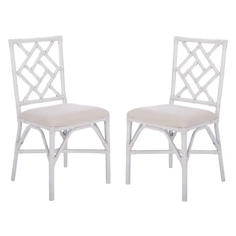 Set of 2 SAFAVIEH Maye Rattan Accent Chairs with Cushions - Dimensions: 18.5" W x 20.9" L x 35.8" H