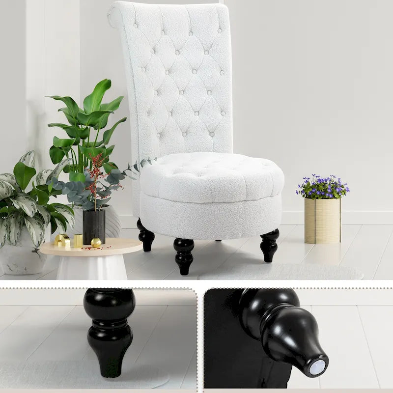 AVAWING Set of 2 Throne Royal Chair Thick Padding and Rubberwood Legs