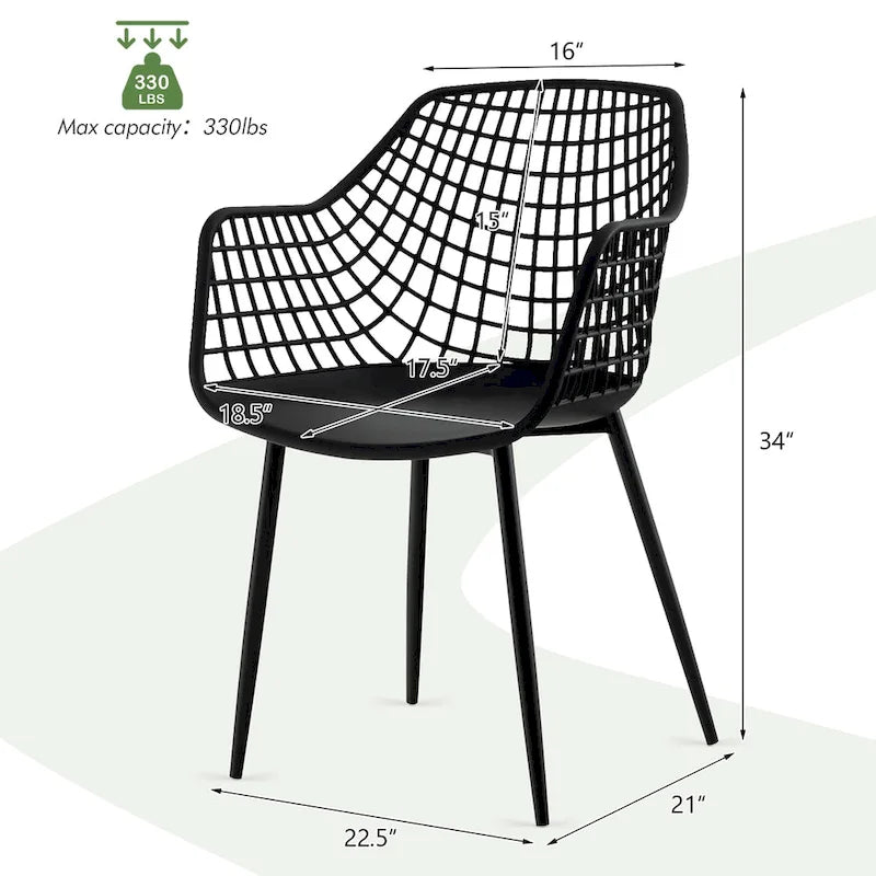 Set of 4 Modern Plastic Shell Dining Chairs with Metal Legs by Costway
