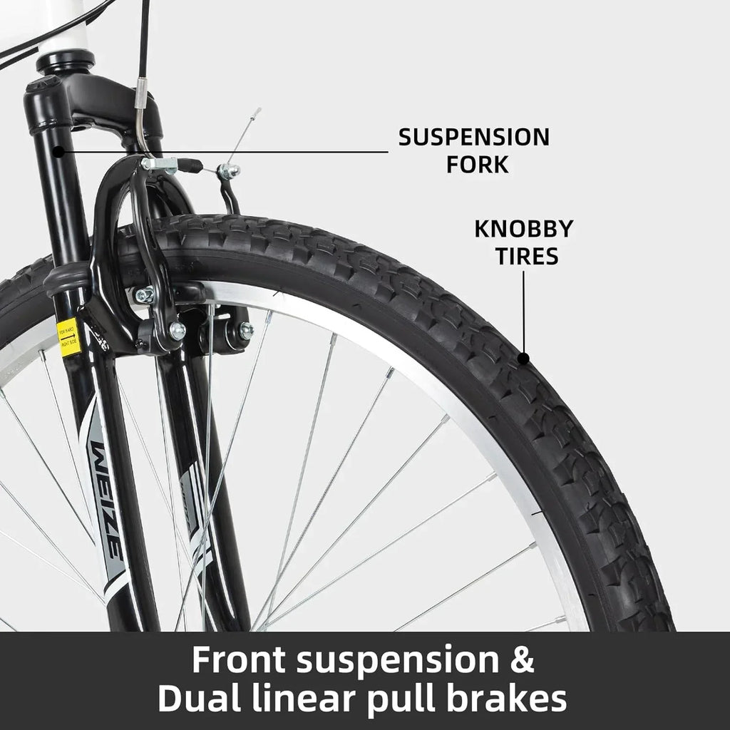 WEIZE Mountain Bike 26 27.5 inch Outdoor Hybrid Bikes 18-Speed High-Carbon Steel Full Suspension