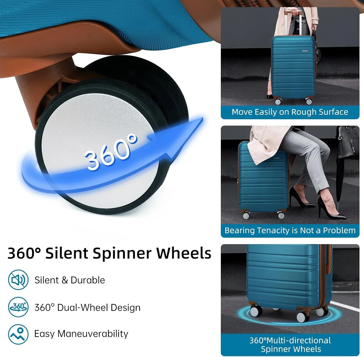 6-piece luggage set, expandable hardshell suitcase set with spinner wheels, lightweight rolling luggage set