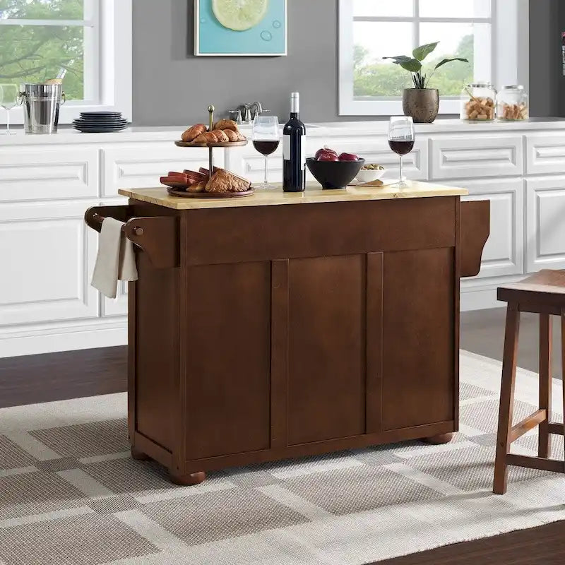 Kitchen Island Cart with Drawers Cabinets and Storage Rack on Wheels