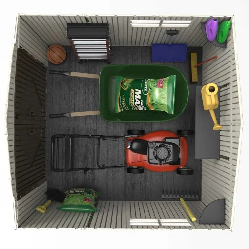 Lifetime 7×7 ft UV-Protected Plastic Storage Shed with Skylight & Double Doors