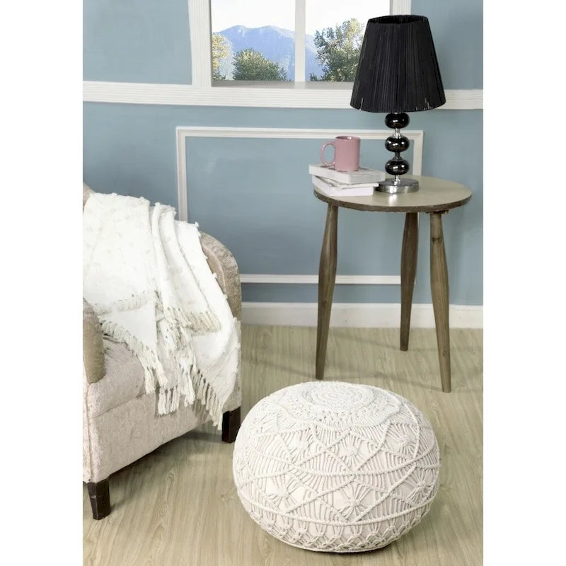 Sevita Mystic Macrame Natural Pouf and Ottoman
