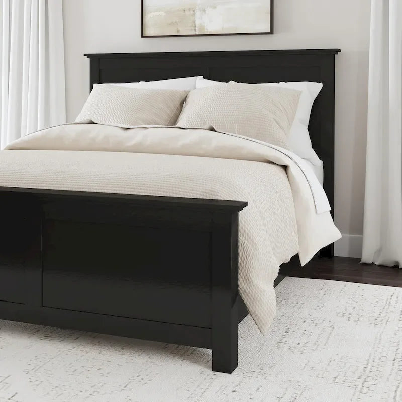 Homestyles Oak Park Black Wood Queen Bed and Nightstand Set - 2 Pieces