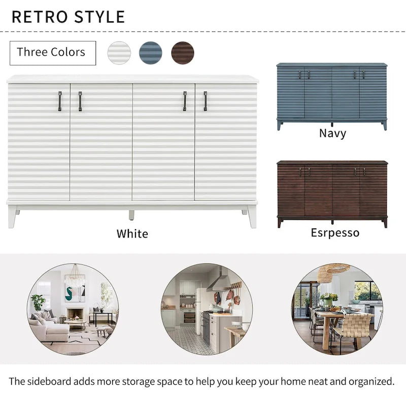 Large 4-Door Sideboard Buffet with Adjustable Shelves for Ample Storage