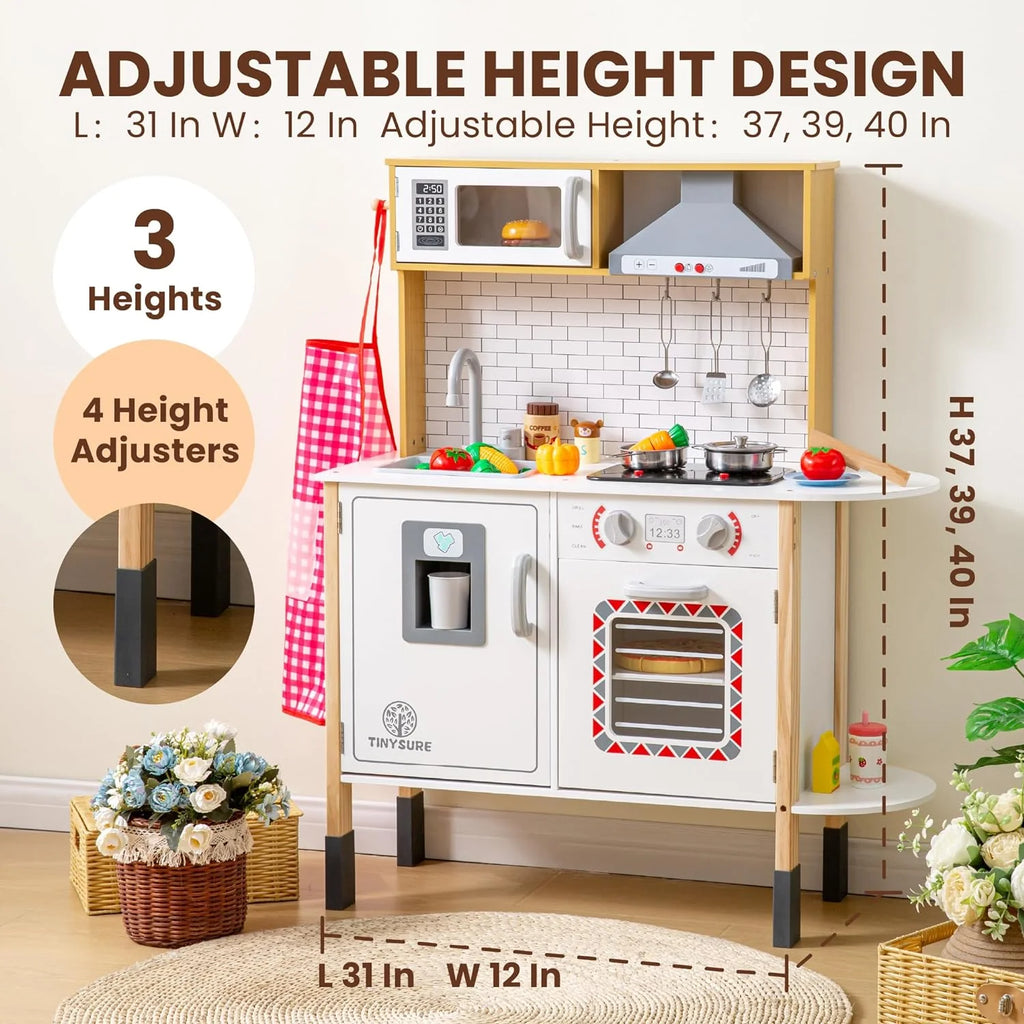 Play Kitchen for Kids - Toy Kitchen Set for Toddlers with Realistic Lights and Sounds, Kids Kitchen Playset with Abundant Toy Food Set