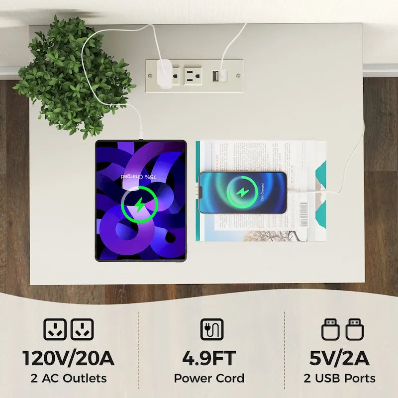 Set of 2 Nightstands with 2 Drawers and Built-in Charging Station