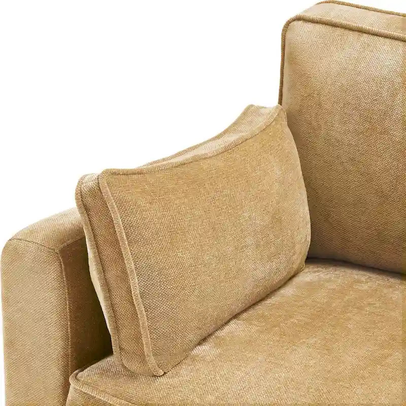 LUE BONA 81 Contemporary Corduroy 3-Seater Sofa - Upholstered Polyester Rectangle Design with Wooden Base for Living Room