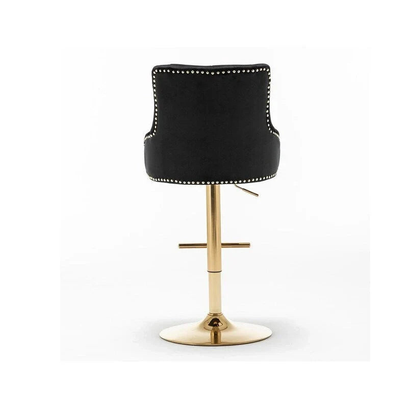 Set of 2 Adjustable Swivel Bar Stools with Gold Base by Best Master Furniture