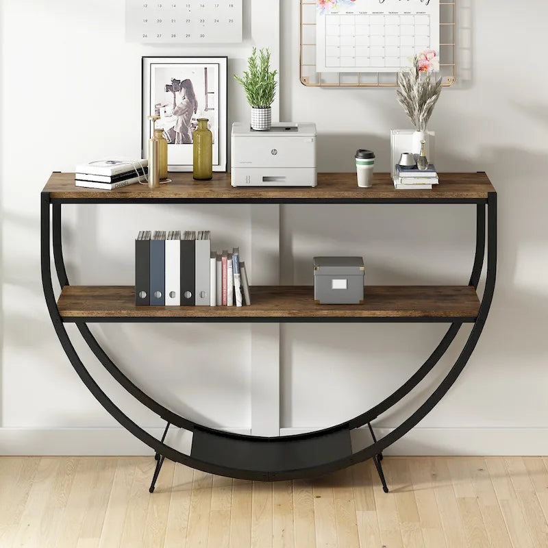 Merax Rustic Industrial Demilune Console Table