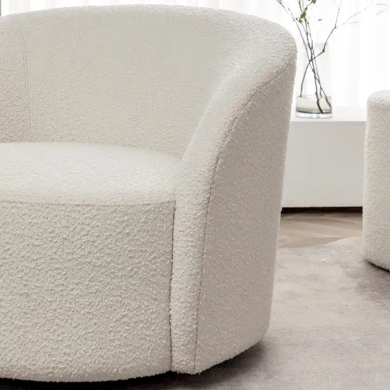 Set of 2 KINWELL 34-Inch Wide Upholstered Swivel Barrel Chairs