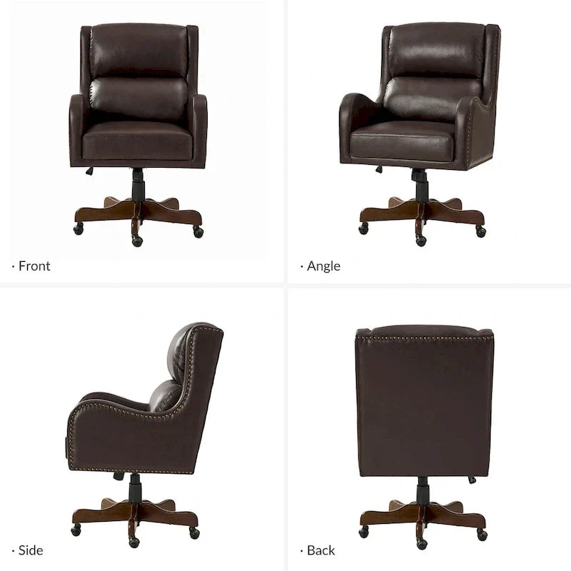 HULALA HOME Pete Adjustable Height Faux Leather Swivel Executive Chair with Tilt Mechanism