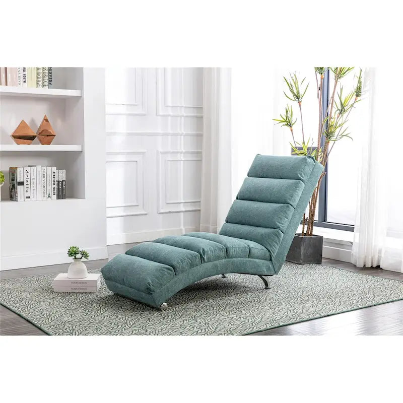 Linen Indoor Chaise Lounge Chair - Dimensions: 58.27" x 21.65" x 34.25"