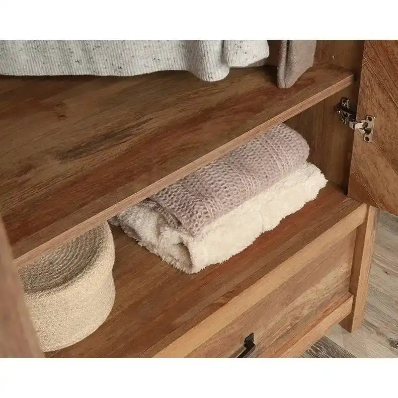 Rustic Farmhouse Herringbone Wardrobe Armoire with 1 Drawer and Garment Rod - Dimensions: 22.5" L x 32.3" W x 59.3" H