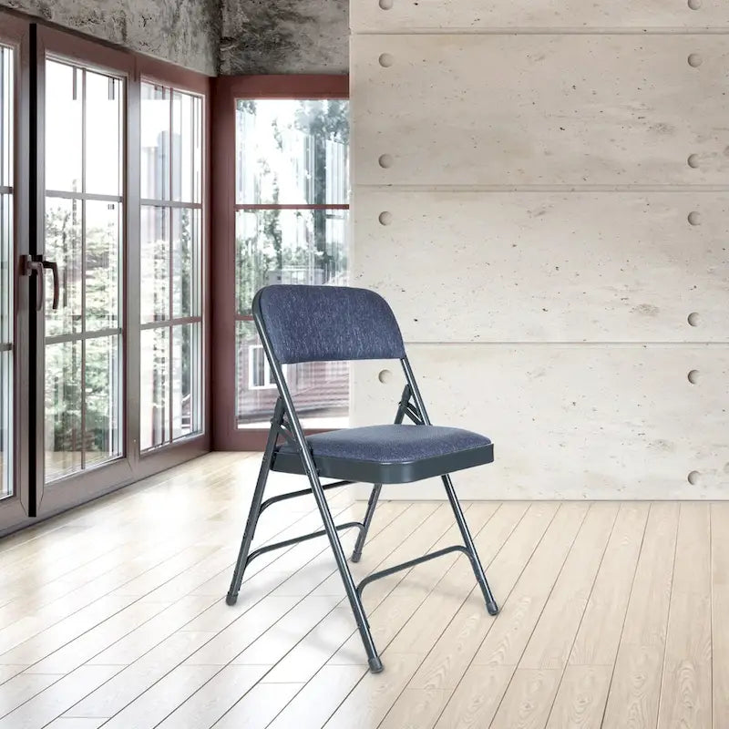 Hampden Furnishings Bernadine Collection Set of 4 Fabric Triple Brace Folding Chairs