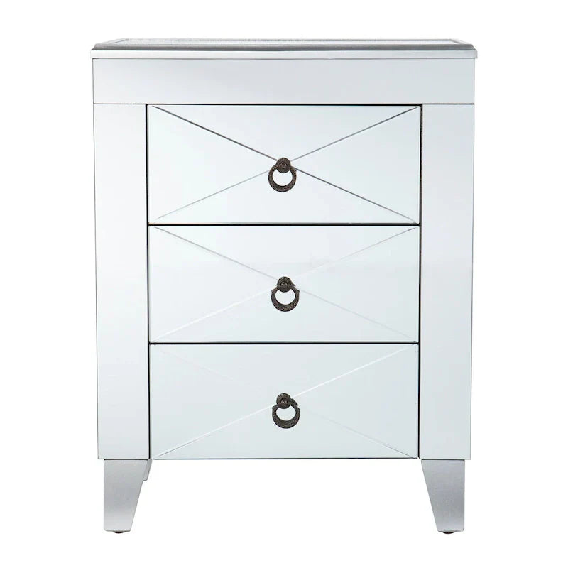 SEI Furniture Churchill Mid-Century Modern Mirrored Side Table with Storage Compartment