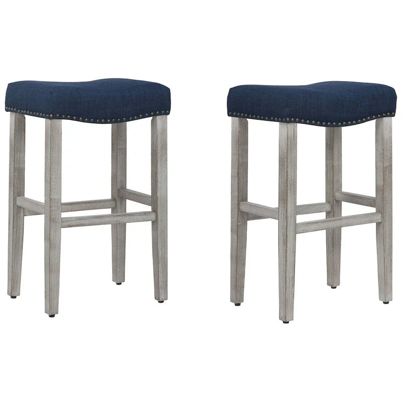 Set of 2 Jameson Gray Upholstered Polyester 29-Inch Bar Stools