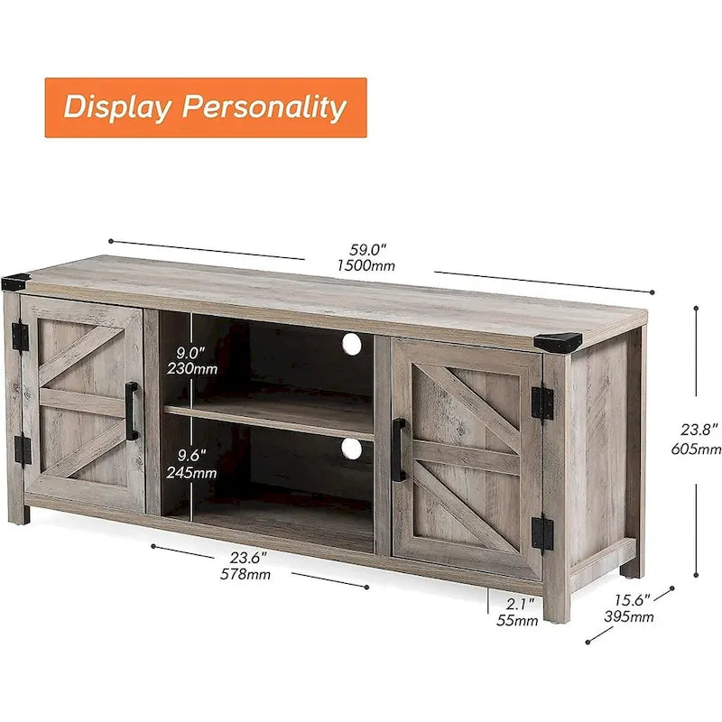 Rustic Farmhouse Barndoor TV Stand - Entertainment Center for TVs up to 70 Inches