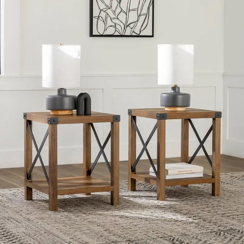 Set of 2 Middlebrook Kujawa 18-Inch X-Side Accent Tables