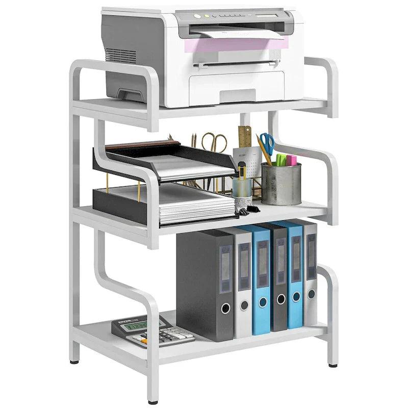 HOMCOM Industrial 3-Tier Printer Stand with Storage - Versatile Metal Rack for Home Office