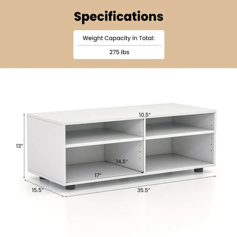 Gymax 4-Cubby TV Stand Media Console Entertainment Center