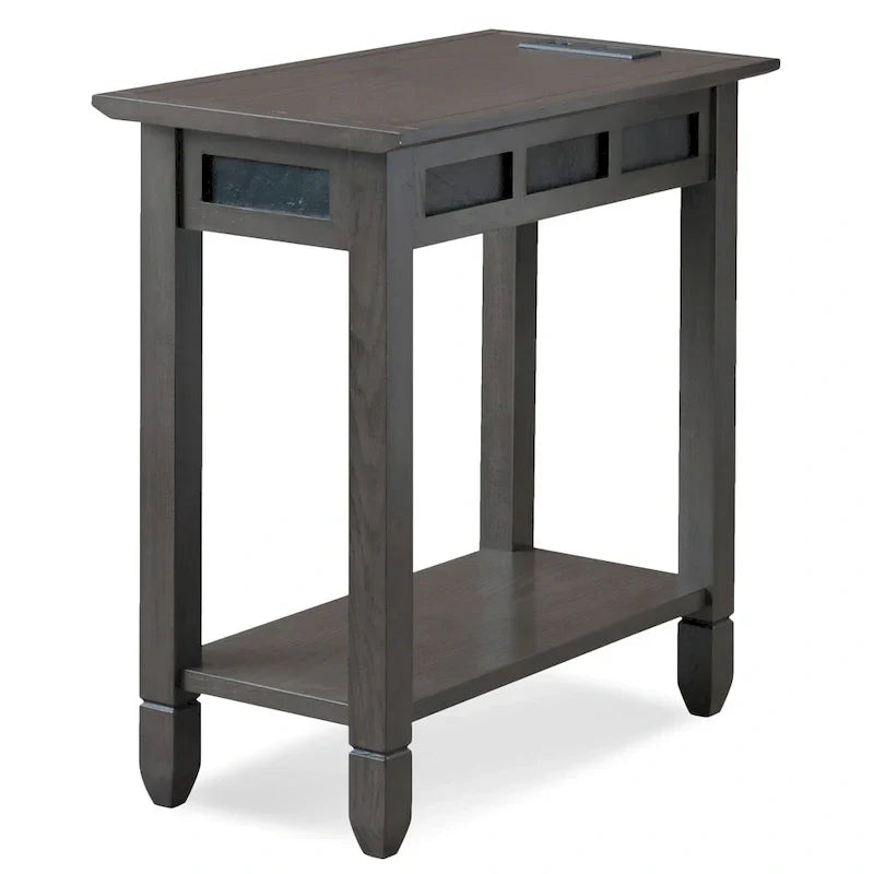 Leick Home Rustic Slate Side Table Featuring USB-C Charging Port