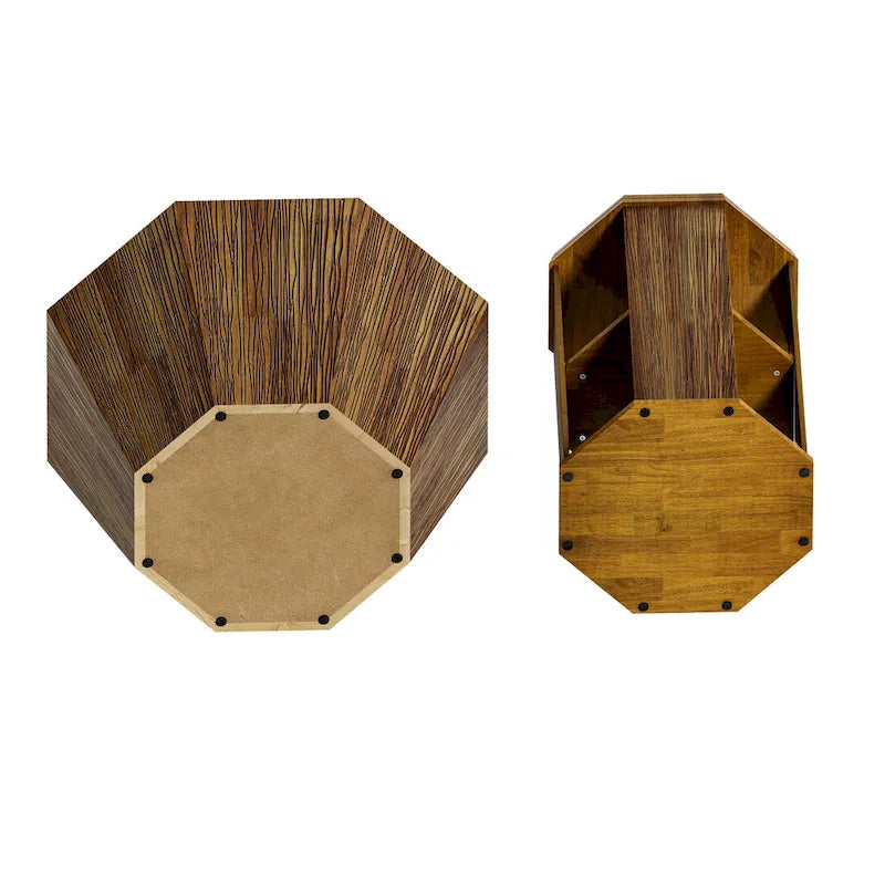 Set of 2 Octagonal Rubber Wood Coffee Tables - 31.5 Inches