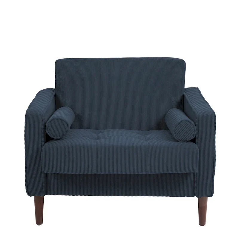 Set of 2 Modern Wide Armchairs in Corduroy - Accent Chairs