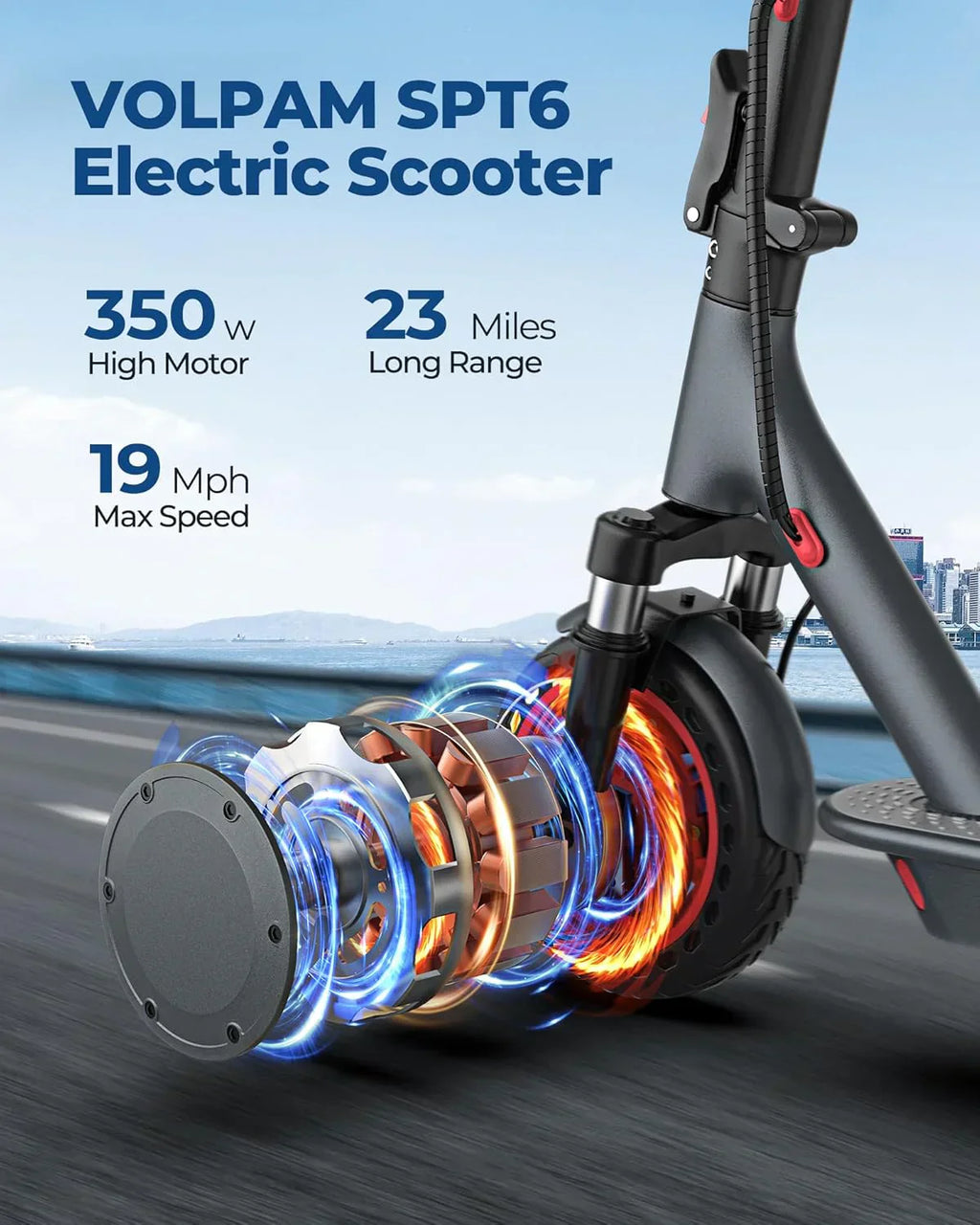 Electric Scooter 350W/500W Powerful Motor 8.5"/10" Solid Tires 19/22Mph 28/21/12 Miles Range