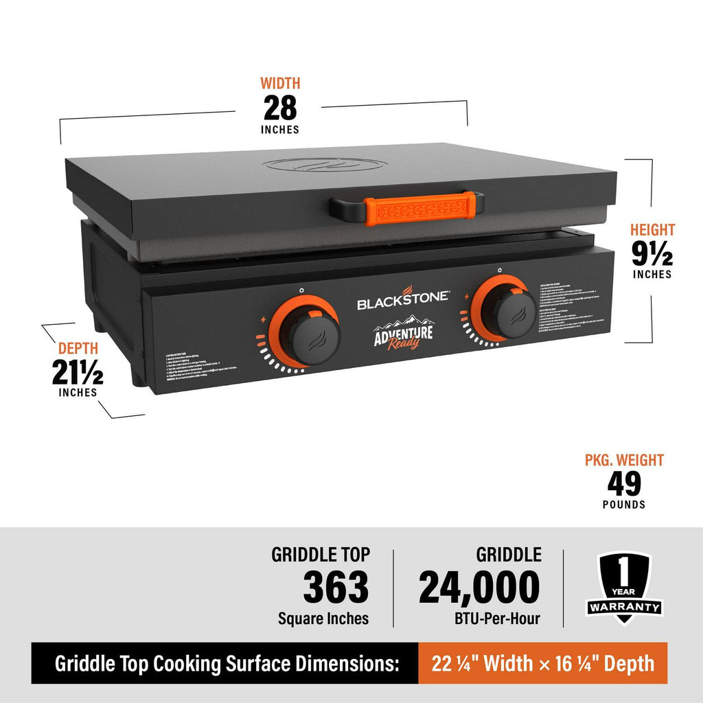 Blackstone Adventure Ready 22 Propane Griddle Gift Bundle in Black