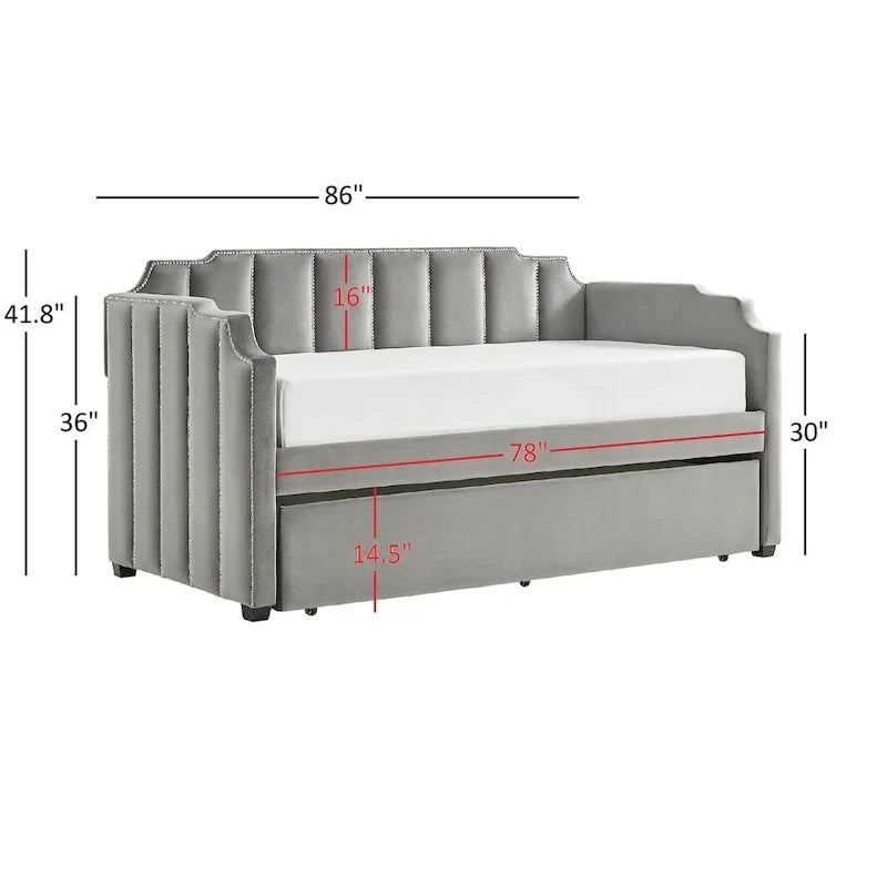 iNSPIRE Q Modern Chareau Glam Grey Velvet Daybed
